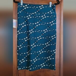 LuLaRoe Teal and White Pencil Skirt